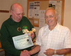 The monthly Highly commended Pat Hughes received his certificate from Tom Pockley